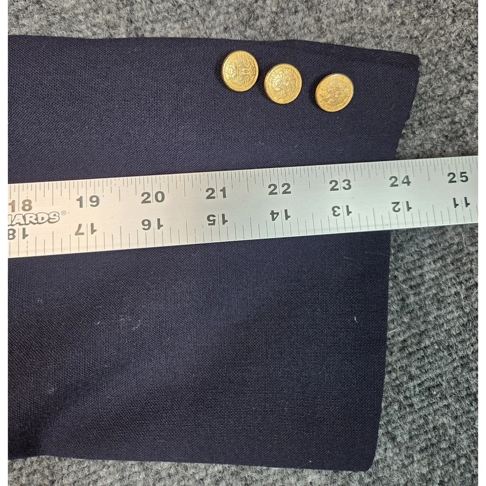 Bill Blass Wool Blazer Mens 48 Navy Blue Gold Buttons Jacket